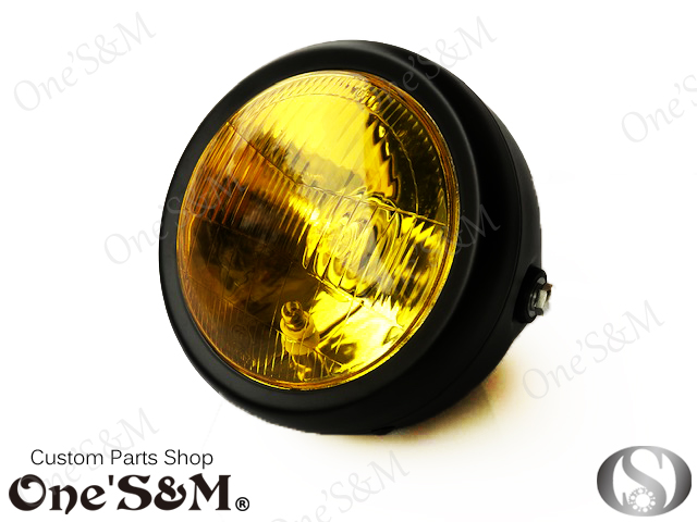 4ミニにオススメ 160π ガラス イエローレンズ マッドブラック 丸型