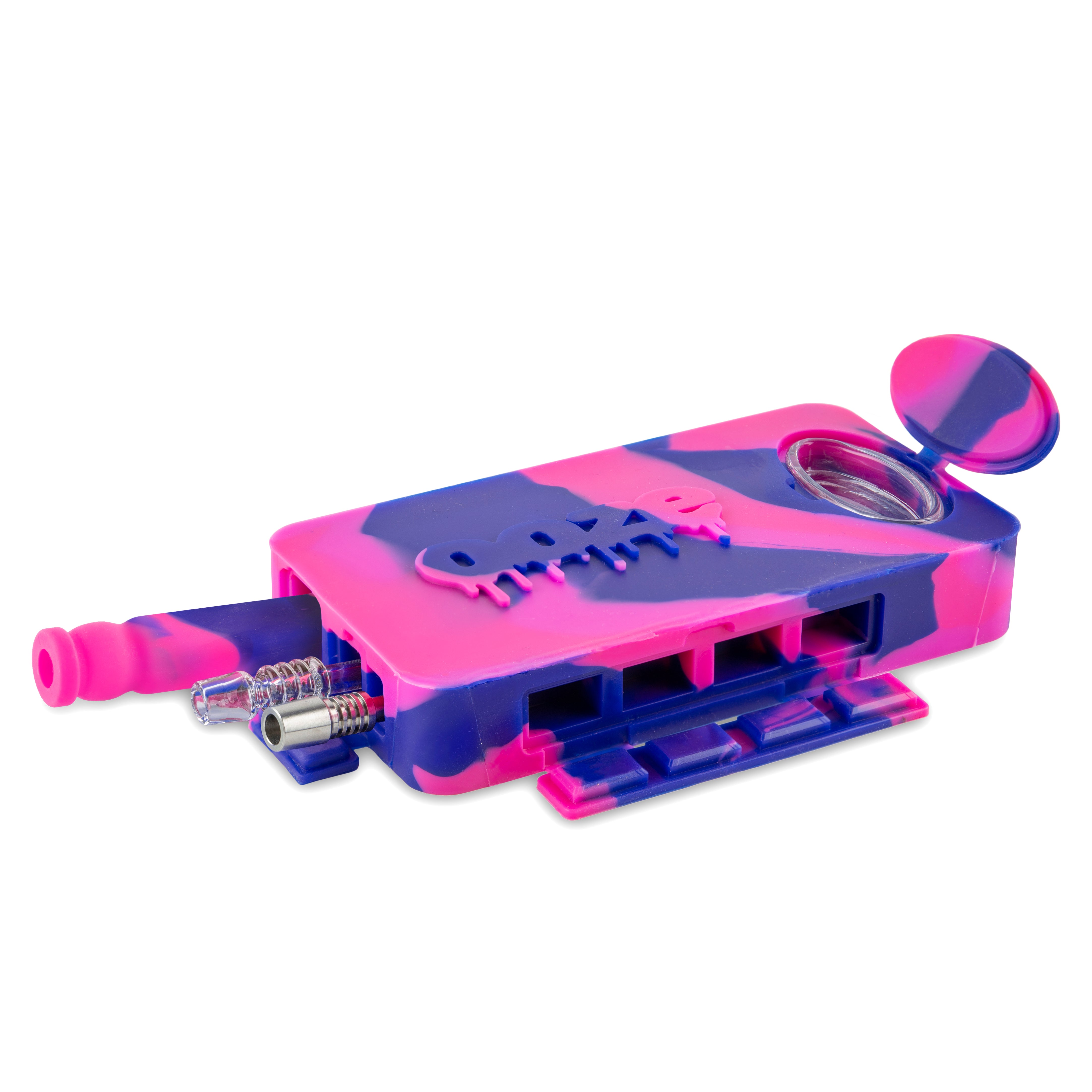 Ooze Slugger Silicone Dab Dugout & Nectar Straw - Razzle Dazzle