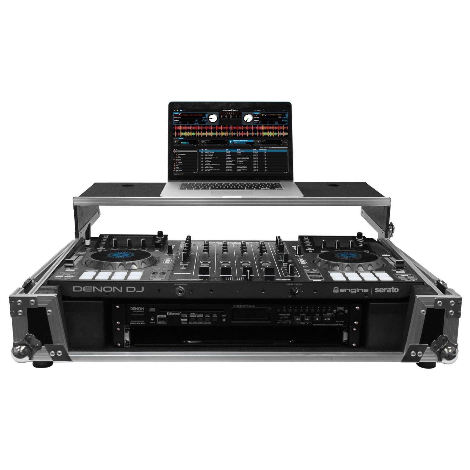 Denon MCX8000 Flight Case with 2U Rack Space, Wheels, and Glide