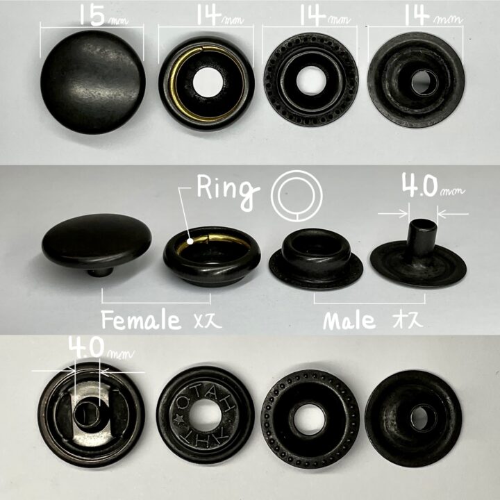 ジャンパーホック (大/ No.7050) マットブラック【HASI HATO】*箱売り