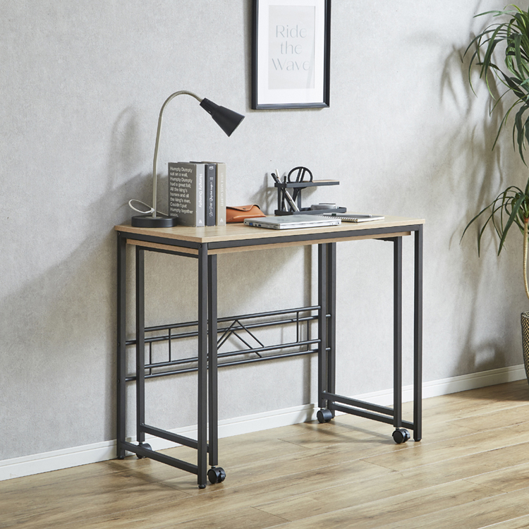 ブラックアイアンと古木風3Dシートのモダンなツインデスク！ | 家具