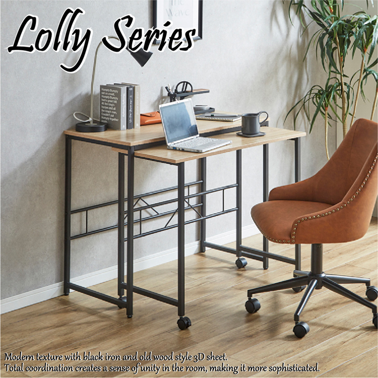ブラックアイアンと古木風3Dシートのモダンなツインデスク！ | 家具