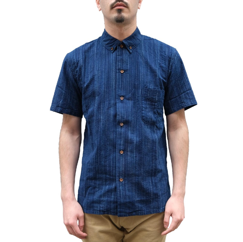 Studio D'Artisan Indigo Shijira Kasuri S/S Shirt - Okayama Denim
