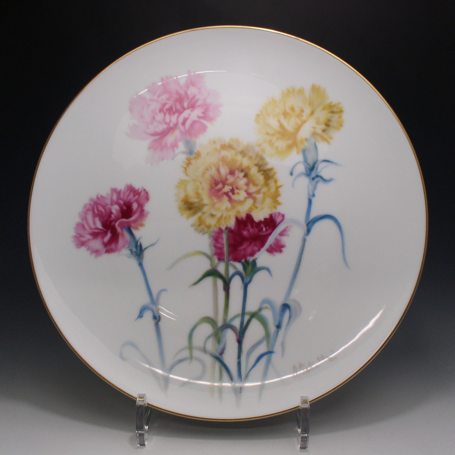 プレミアノリタケ I.Takeshiサイン入り花文飾皿 敬誠アート [ 公式 ]