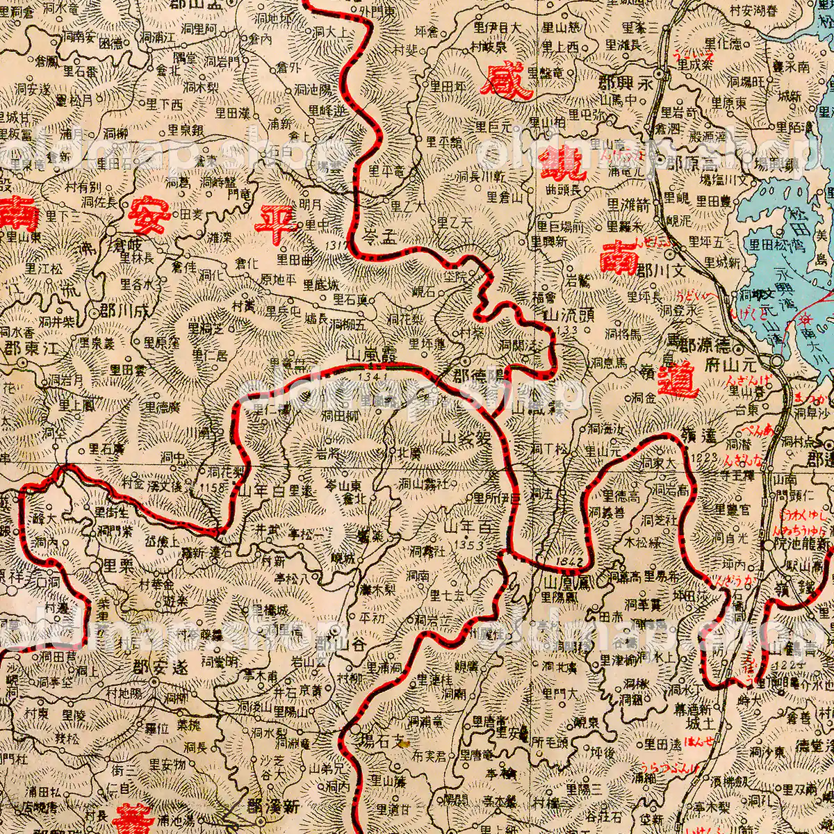 朝鮮全図 中央部 大正8年(1919) – 金刺分県図古地図古地図素材データの