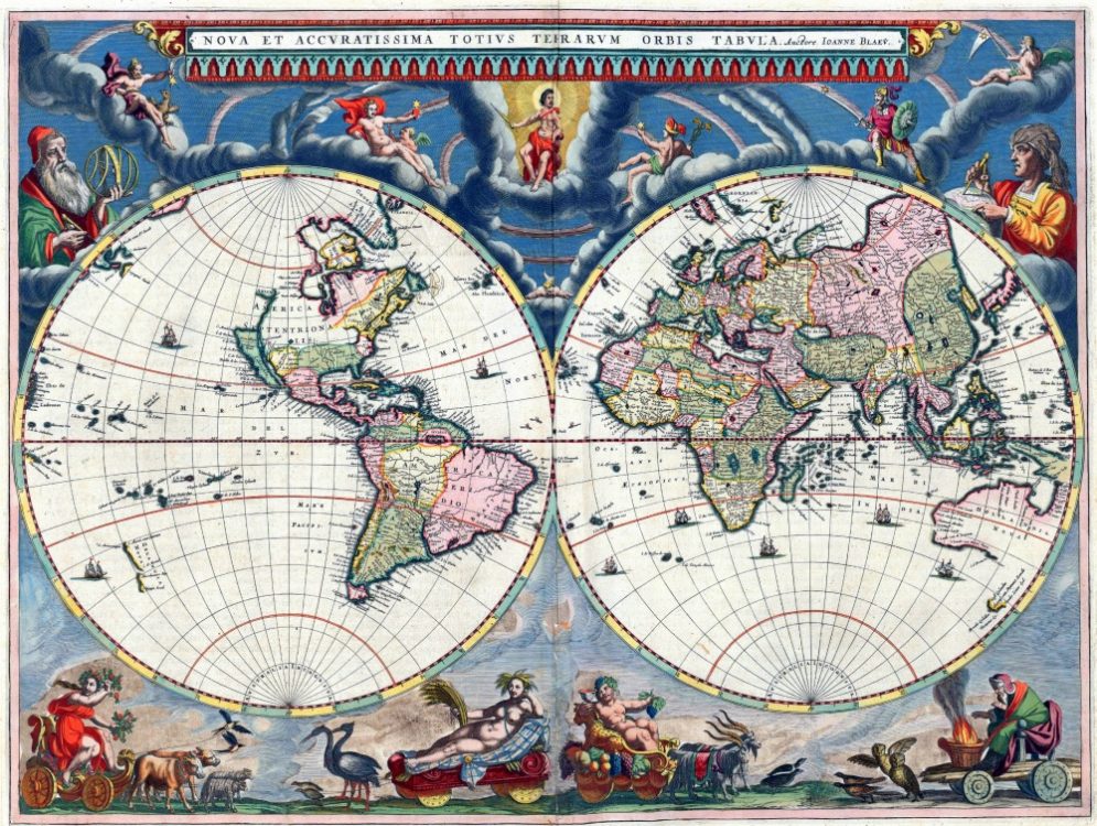 Vintage Blaeu World Map 1664