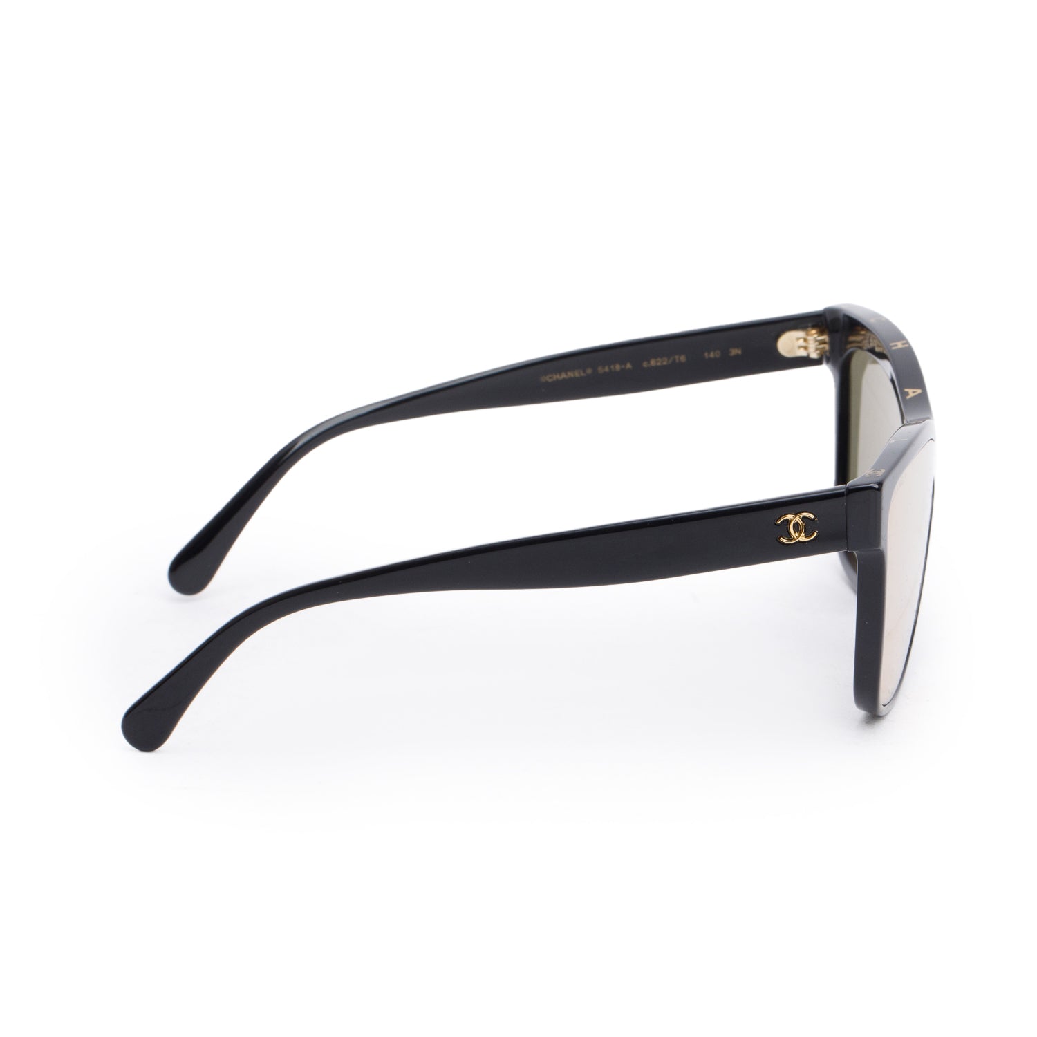 Chanel 5418-A Black Acetate CC Logo Shield Sunglasses w/ Box