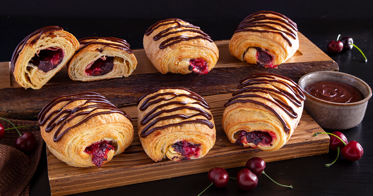 Dark Chocolate Cherry Croissants - O&H Danish Bakery
