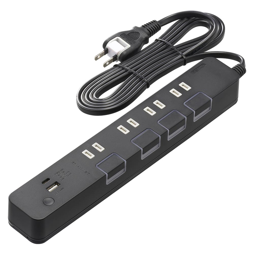 4個口節電タップ USBポート付き 2m [品番]00-1100｜株式会社オーム電機