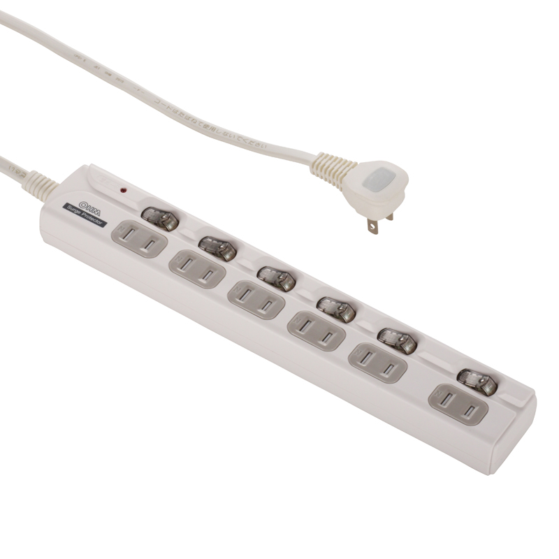 雷に強い 節電タップ 6個口 1m [品番]00-2767｜株式会社オーム電機
