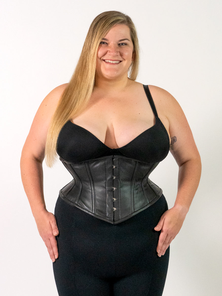 Black Lambskin Leather Waspie Corset - CS-201 | Orchard Corset
