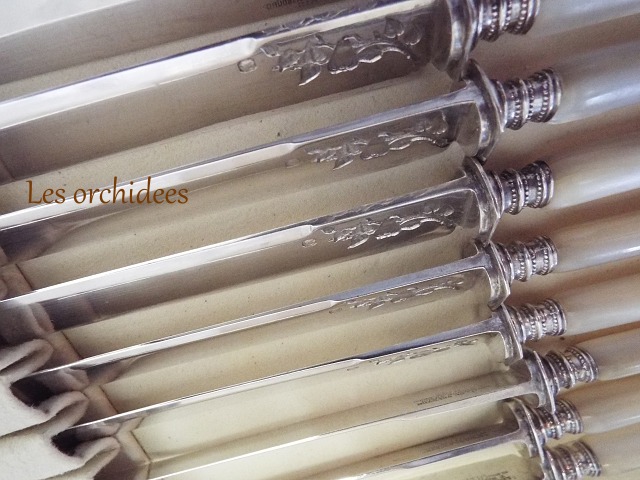 フランス アンティーク 純銀 sv950 マザーオブパール フルーツナイフ