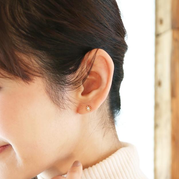 K18/Pt「ソレイユ」ピアス(片耳用)｜【オレフィーチェ】Orefice