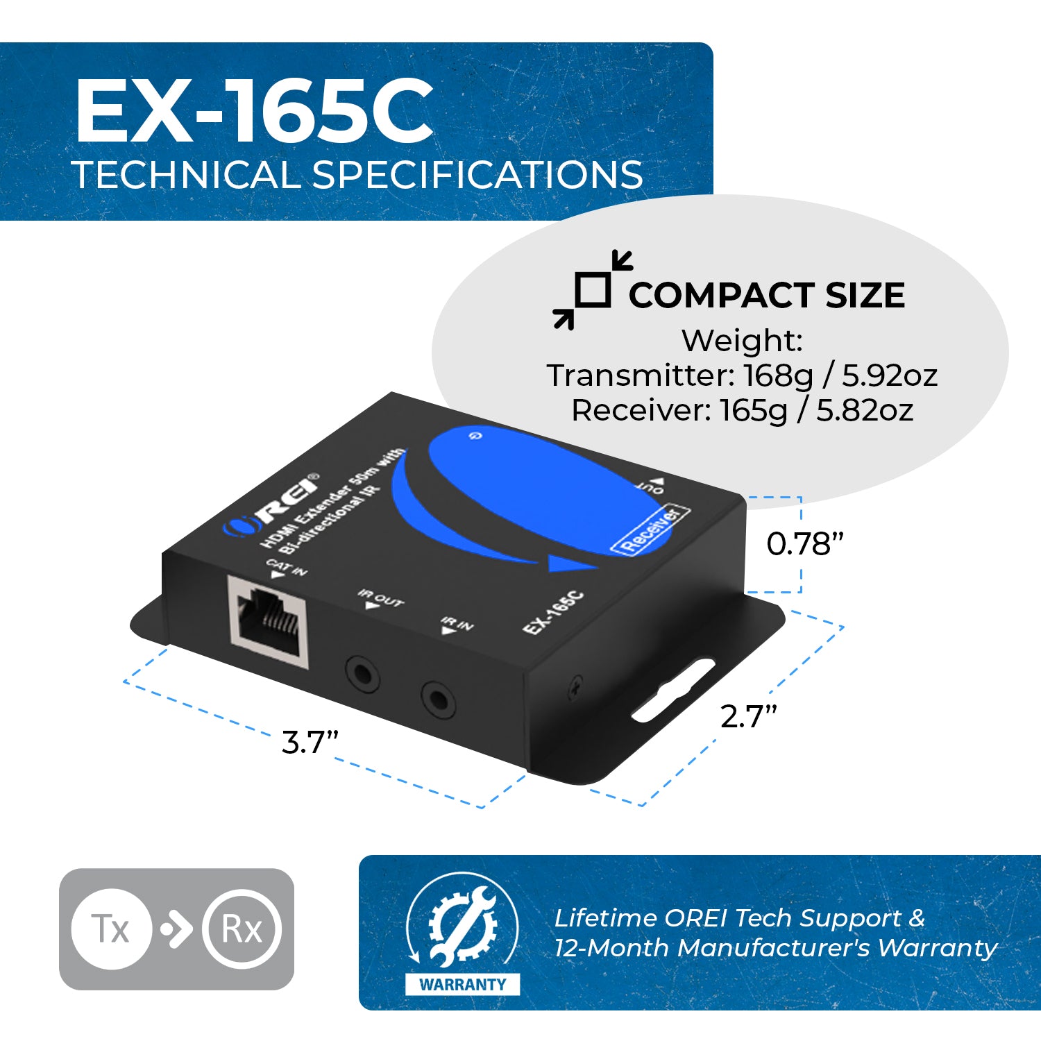 HDMI Extender Over CAT6/7 1080p, Upto 165 Ft – OREI.COM