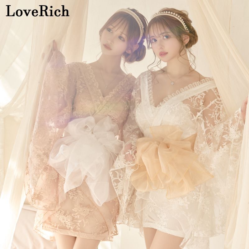 2カラー/2点セット】刺繍 総レース ミニ ふわふわ オーガンジー 帯