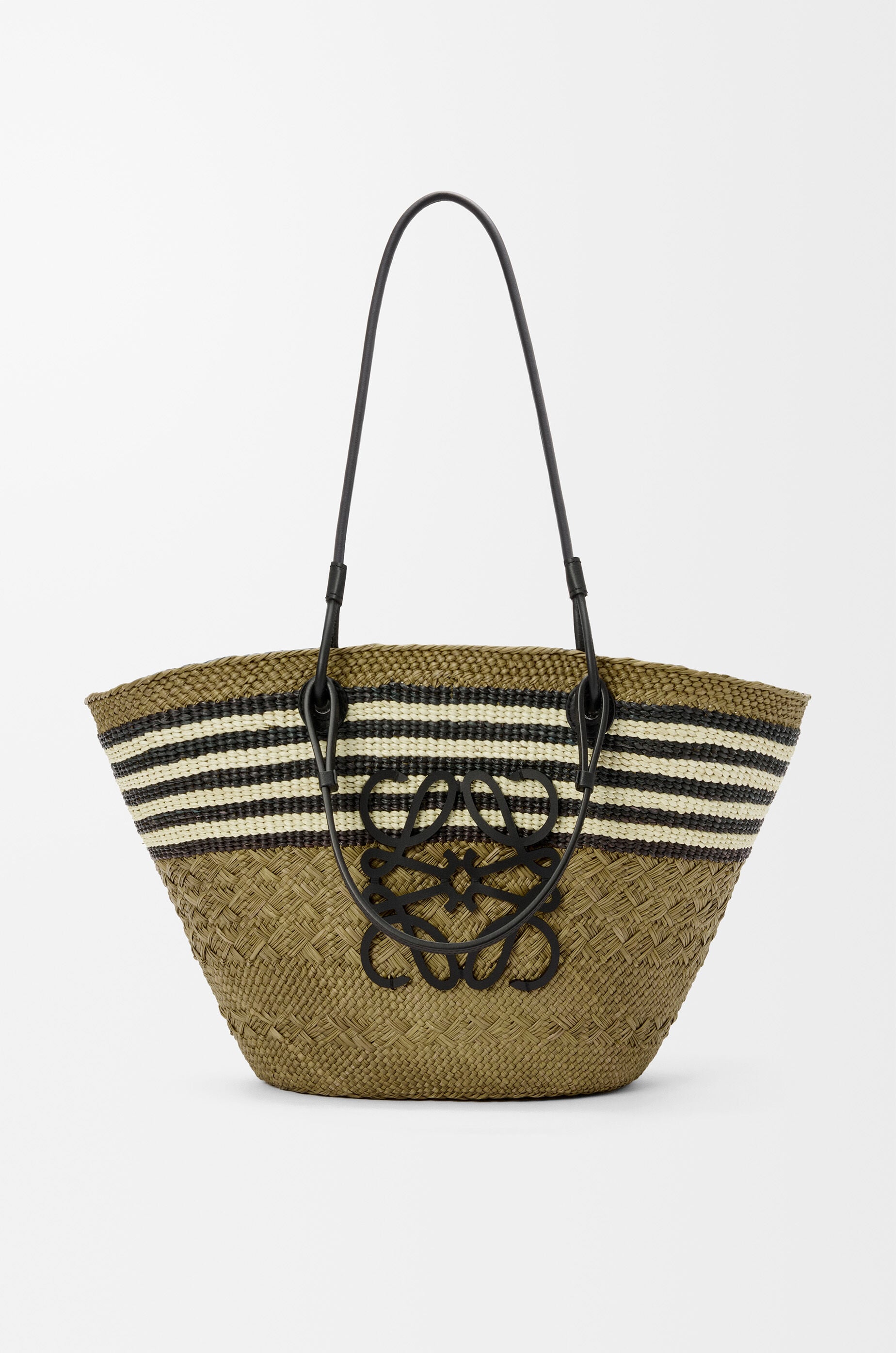 Medium Anagram basket in iraca palm and calfskin Multicolor - LOEWE