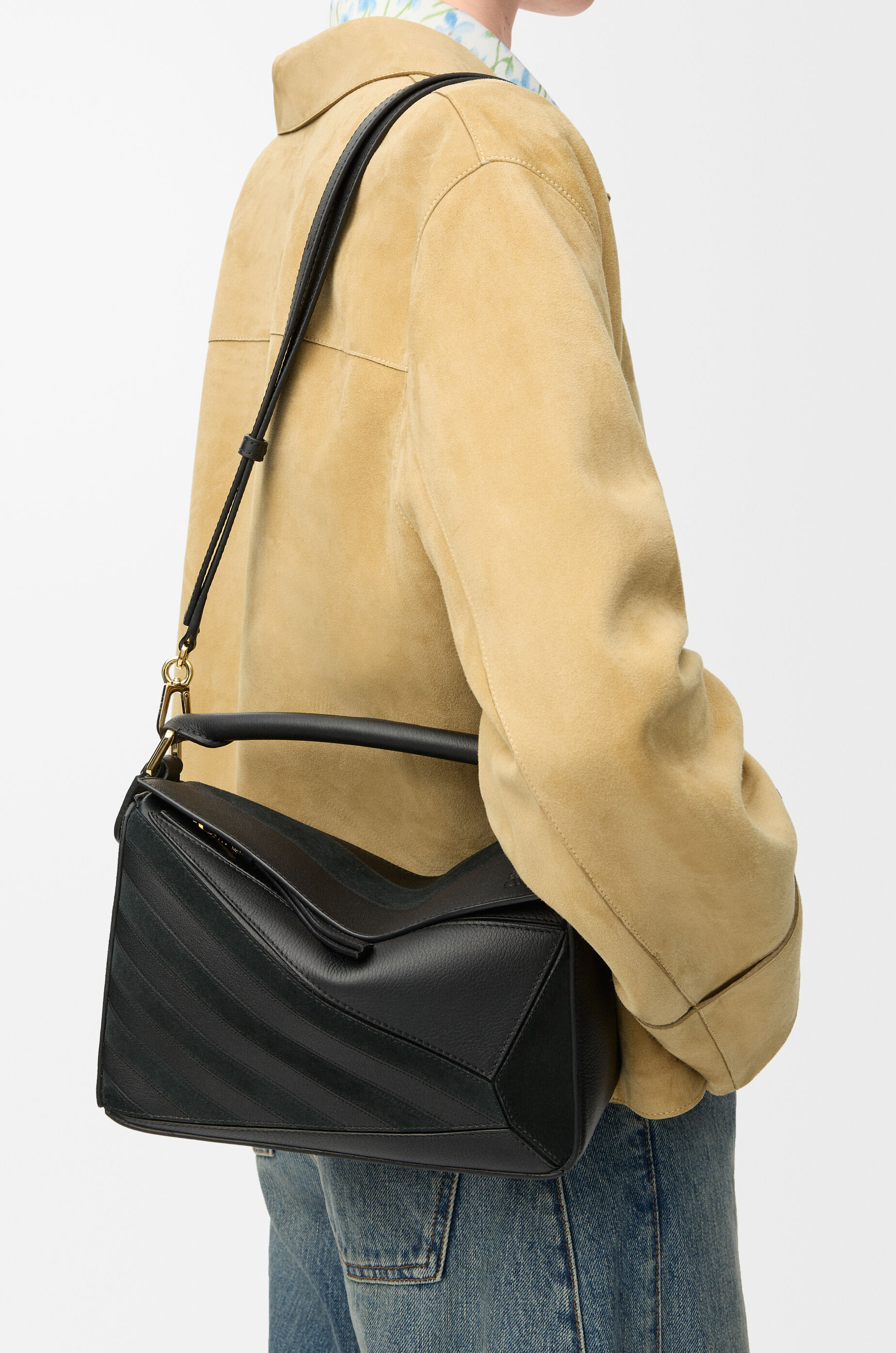 パズルバッグ スモール（クラシックカーフ&スエード） ブラック