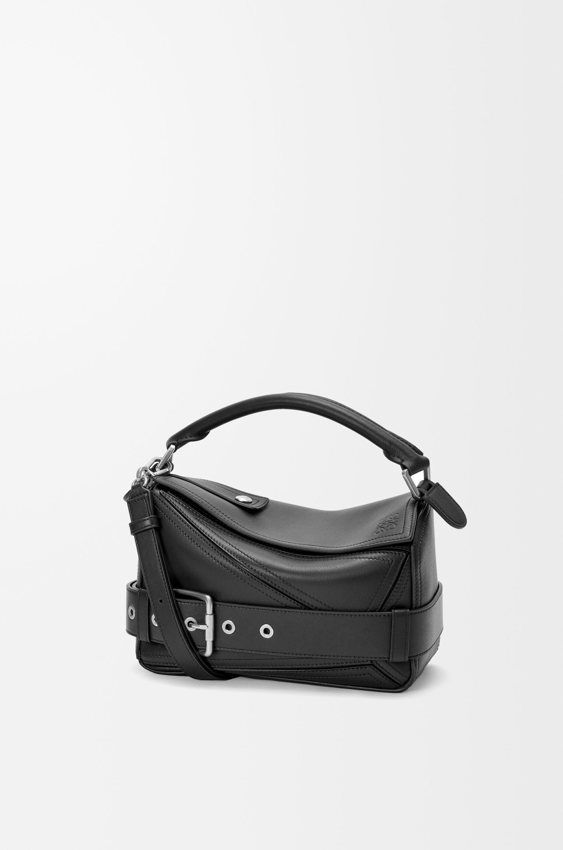 Small Puzzle Biker bag in shiny calfskin Black - LOEWE USA