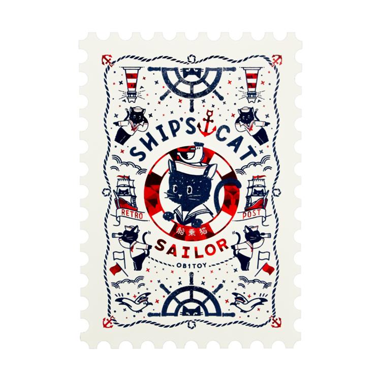 箔押しポストカード オビワン×ロッカク レトロ郵便 SHIPS CAT(SHIPS
