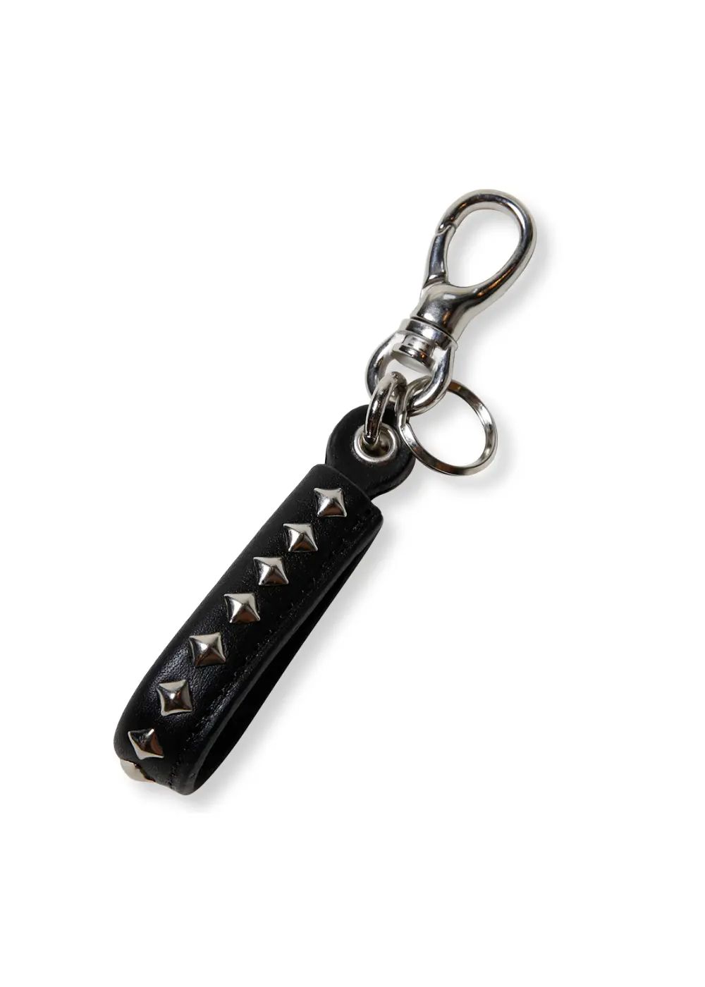 【完売品】CALEE ラギッドキーリング キーホルダー CALEE - 【ラスト1点】STUDS & KNITTING LEATHER LONG KEY RING ＜TYPE