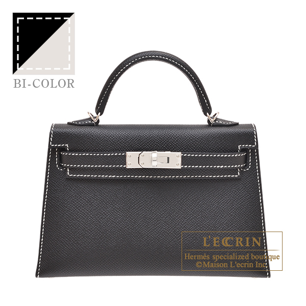 エルメス パーソナルケリーミニ/外縫い ブラック/ パールグレー ヴォー