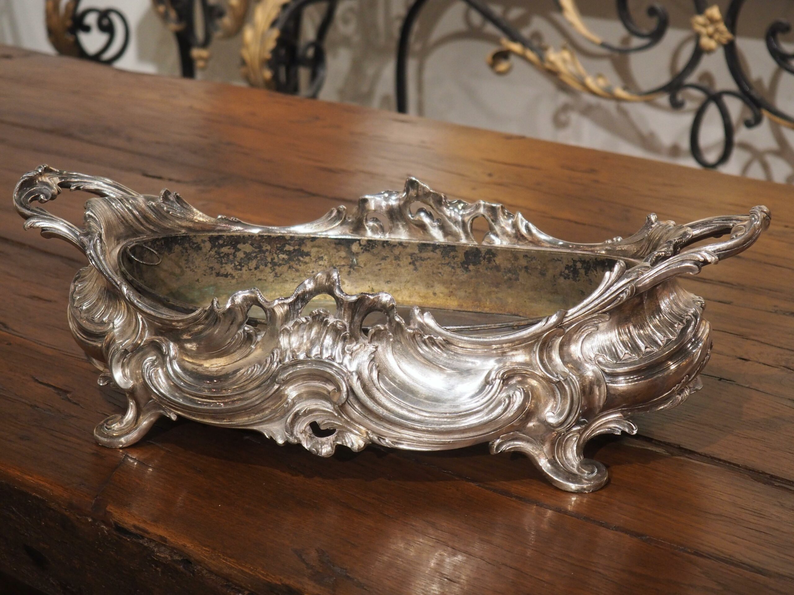 Circa 1900 Silvered Bronze Table Jardiniere from France - Le