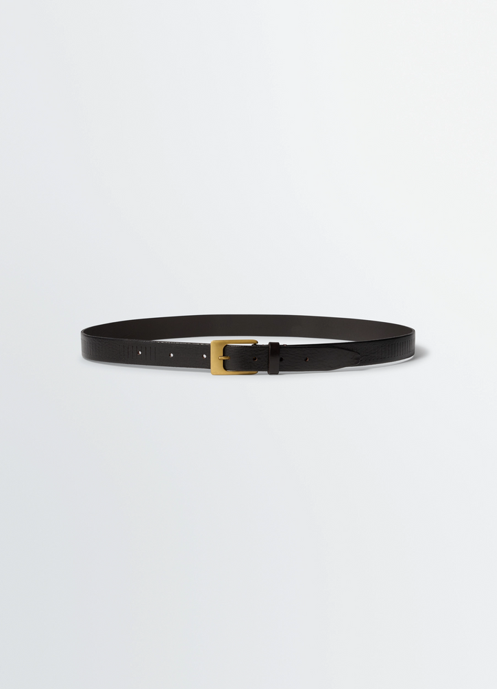 ALMOND STUD BELT 20 MM IN LEATHER - Dark Brown - Vegetable Leather