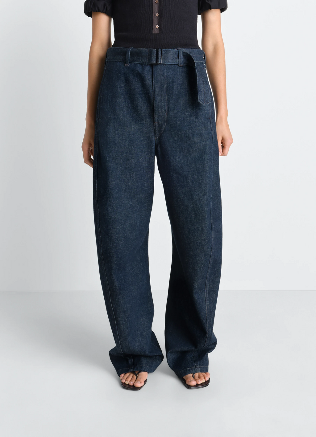 TWISTED BELTED PANTS IN DENIM - Denim Indigo - Heavy Indigo Denim
