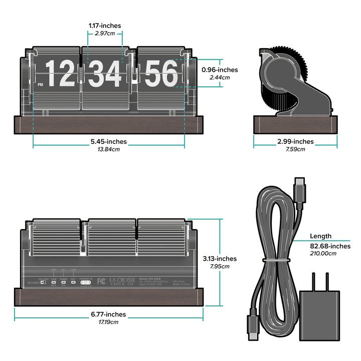 536-526B Rollins Mechanical Flip Clock - Black