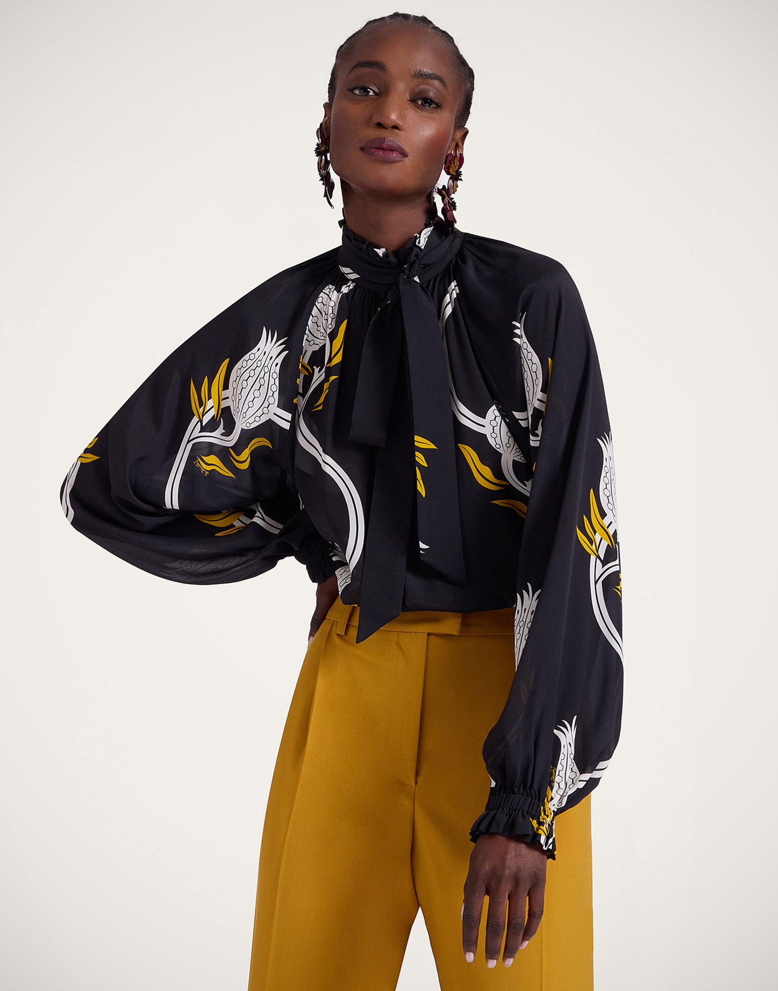 Cerere Blouse in Melograno Black & White for Women | La DoubleJ