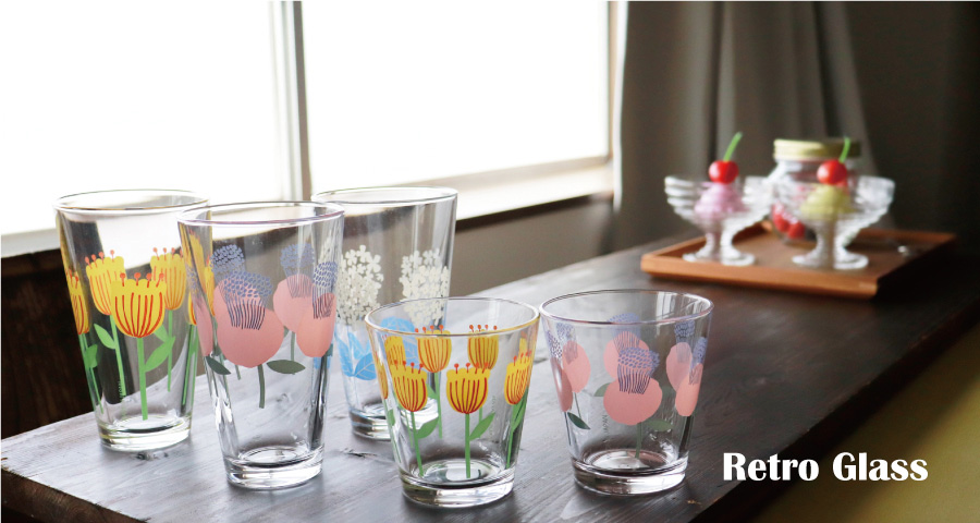 Northern Connection】レトロ フラワーグラス SHORT 250ml タンブラー