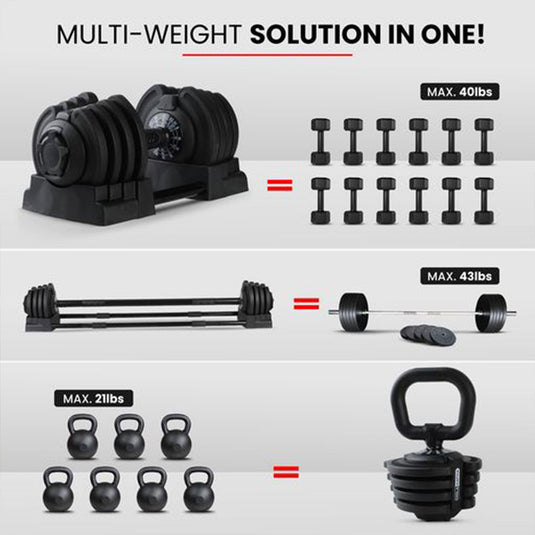 HolaHatha 3-in-1 Multifunctional Home Gym Workout Dumbbell Set