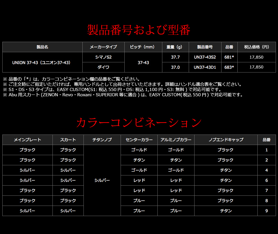 UNION 37-43（ユニオン 37-43））｜スピニングリール｜カスタムリール