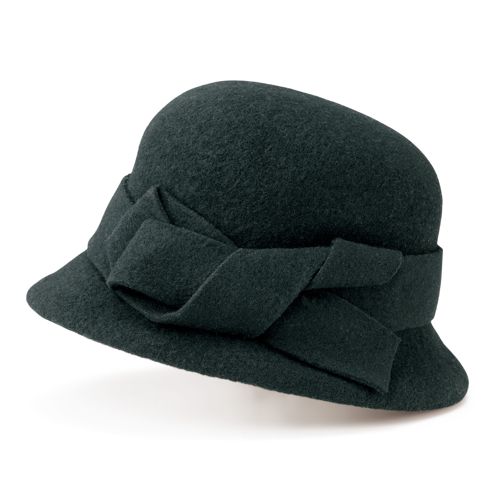 マキシン リボン付き縮じゅうウールハット | ライトアップオンラインストア