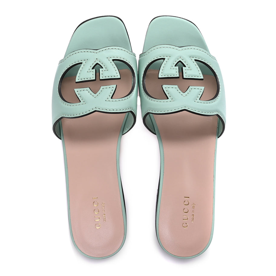 Gucci Cosmos Softy Calfskin Interlocking G Cut Out Slide Sandals