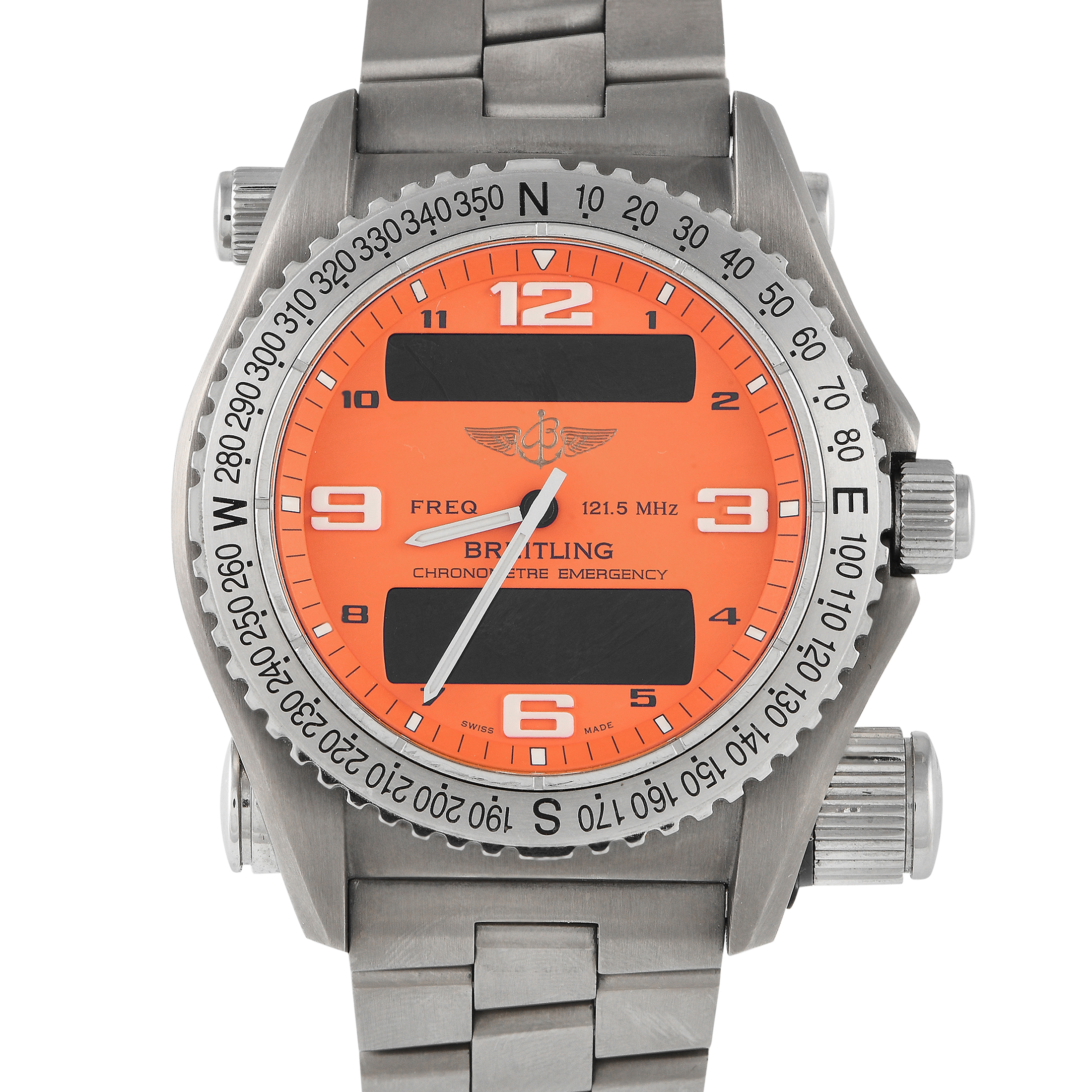 Breitling Emergency SuperQuartz Orange Dial Watch E76321 - 43mm