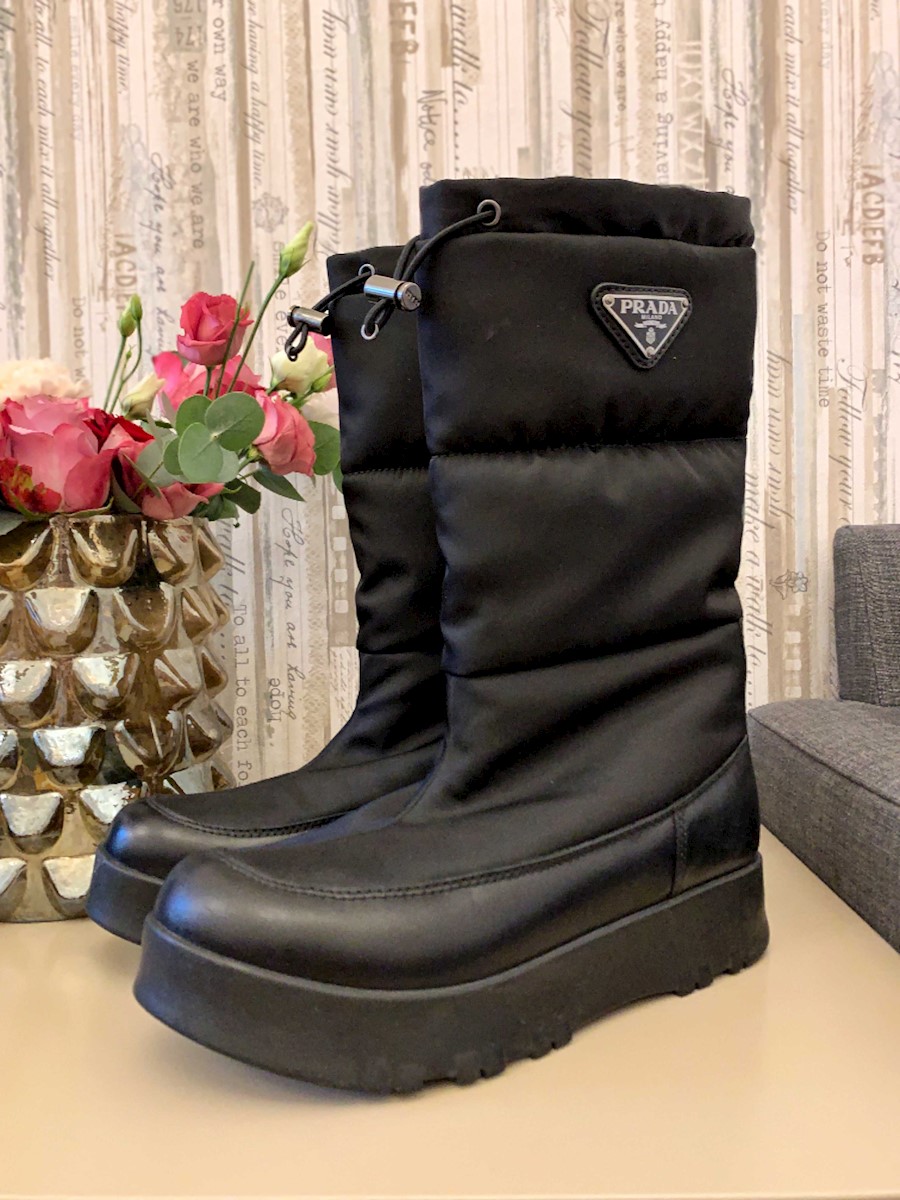 Prada - Nylon Gabardin & Leather Winter Boots Nero 37,5 | www
