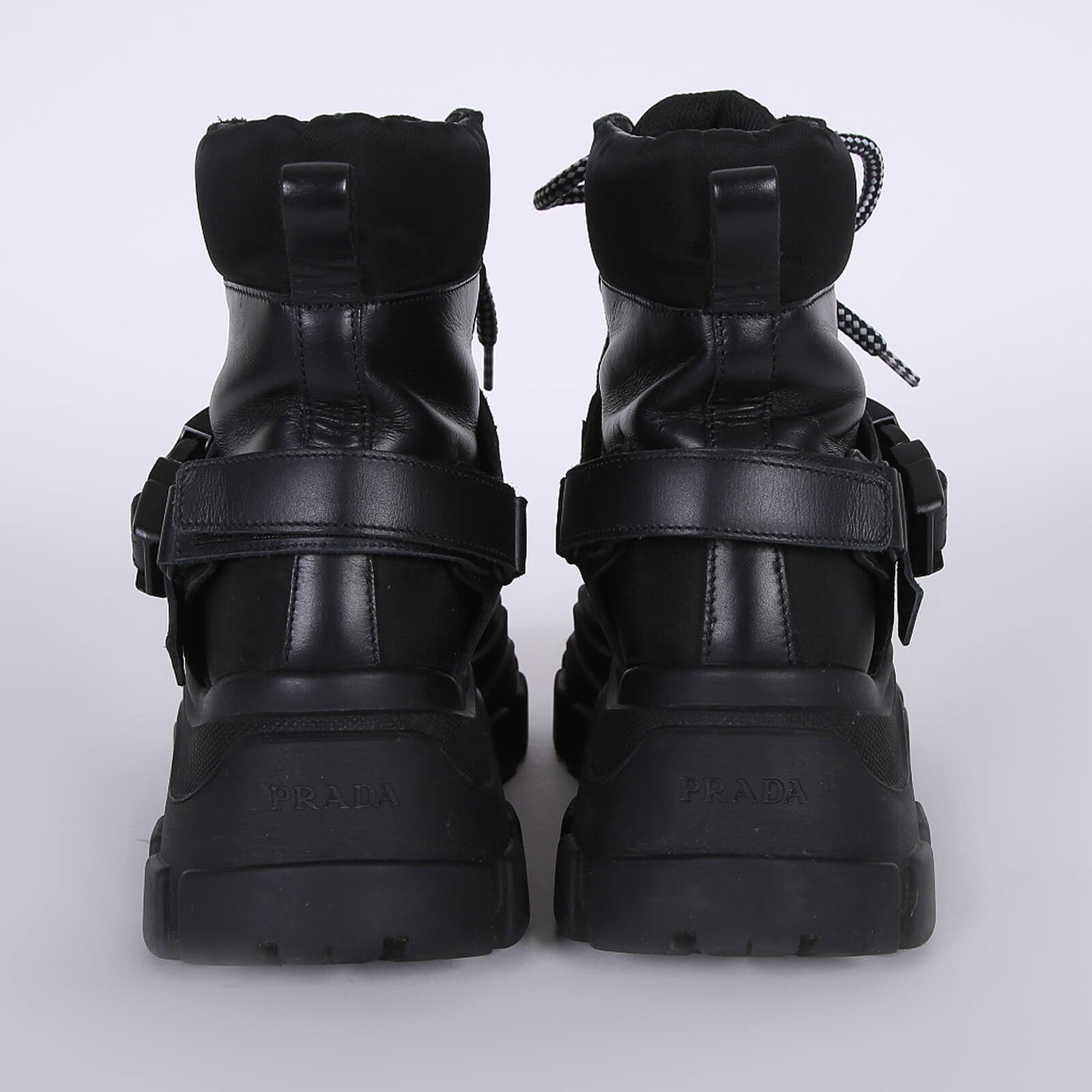 Prada - Nylon & Leather Chunky Boots Black 38 | www.luxurybags.de