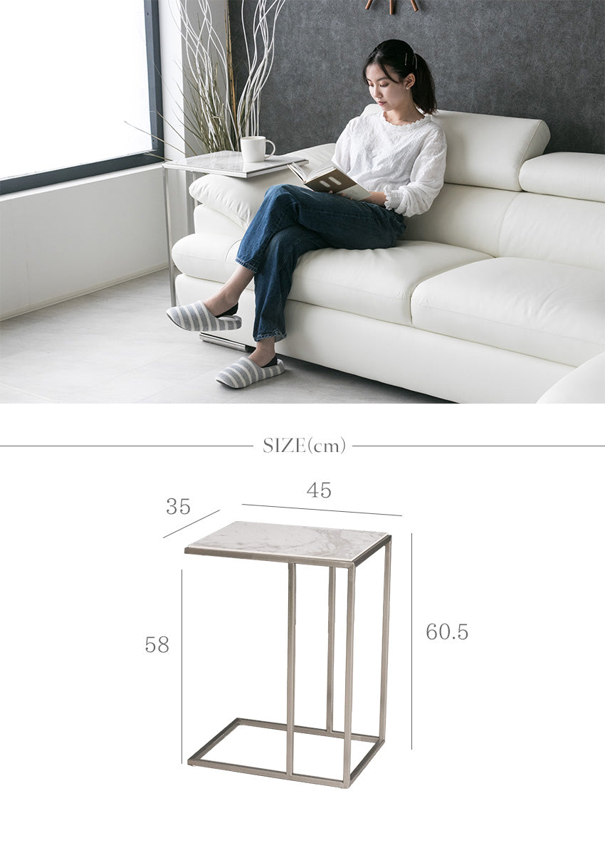 lushroom サイドテーブル セラミック 大理石柄 テーブル ホワイト