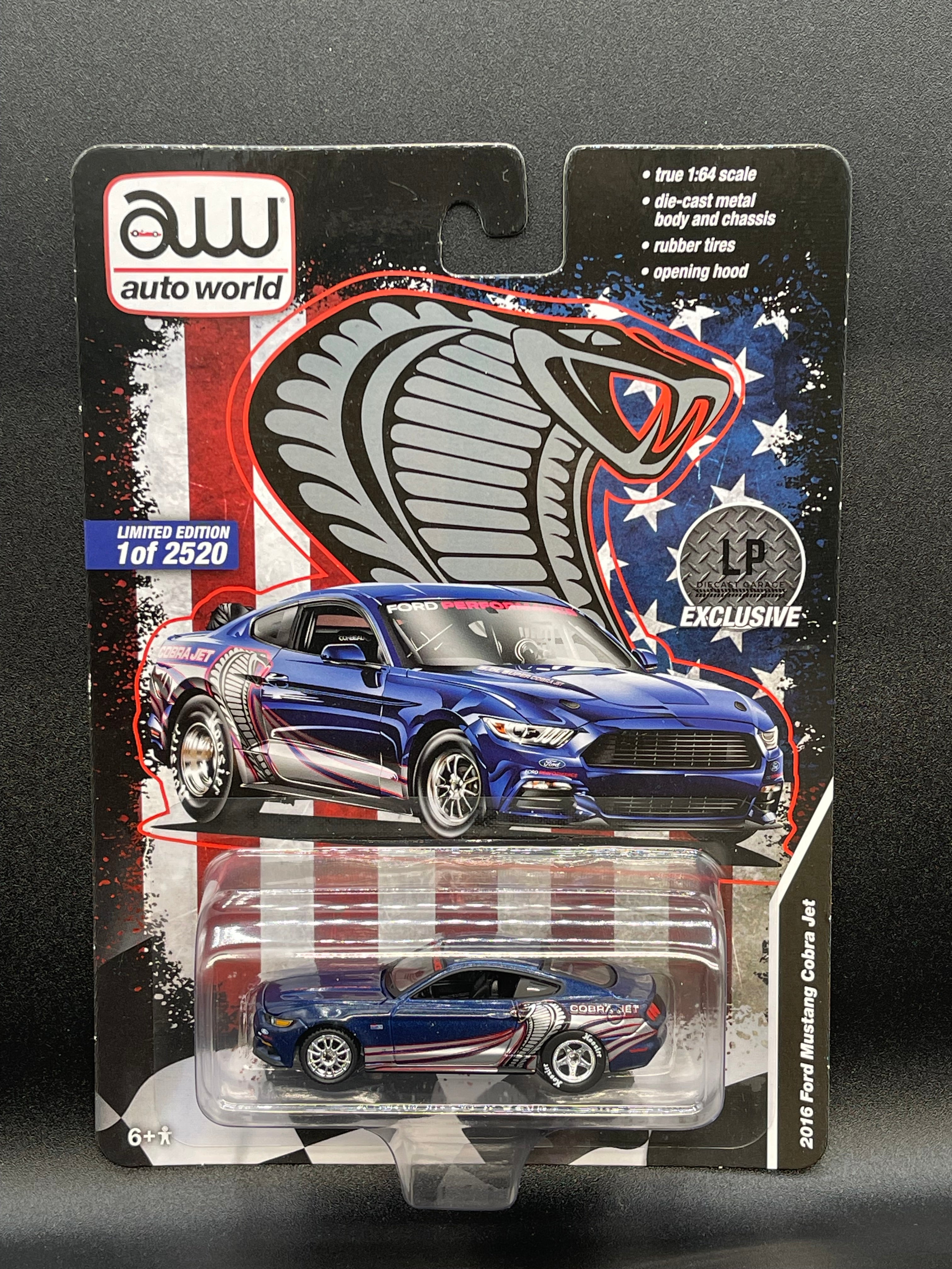 AUTO WORLD 2016 Ford Mustang Cobra Jet Blue LP Exclusive 1:64