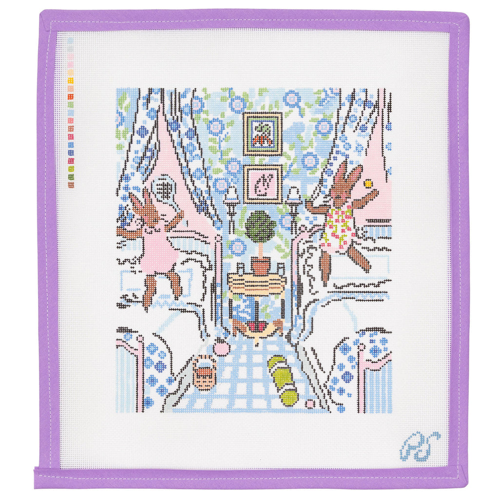Bunny Girls Needlepoint Canvas from Lycette Designs. Needlepoint