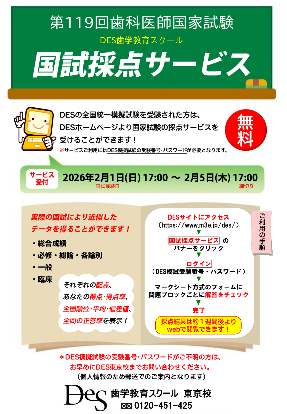 第119回国試採点サービス｜歯科医師国家試験の予備校はDES 歯学教育