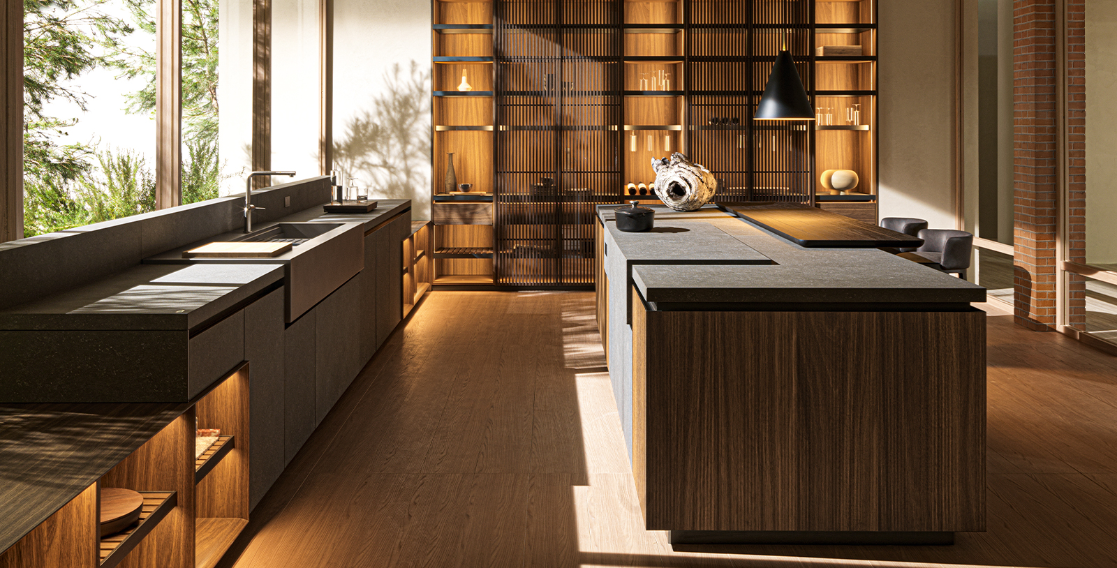 Round coffee table with double shelf - Vicino table - Molteni&C