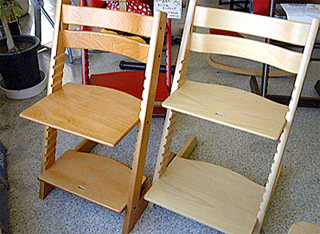 トリップトラップチェアの店内展示撮影画像。格安でお届けします