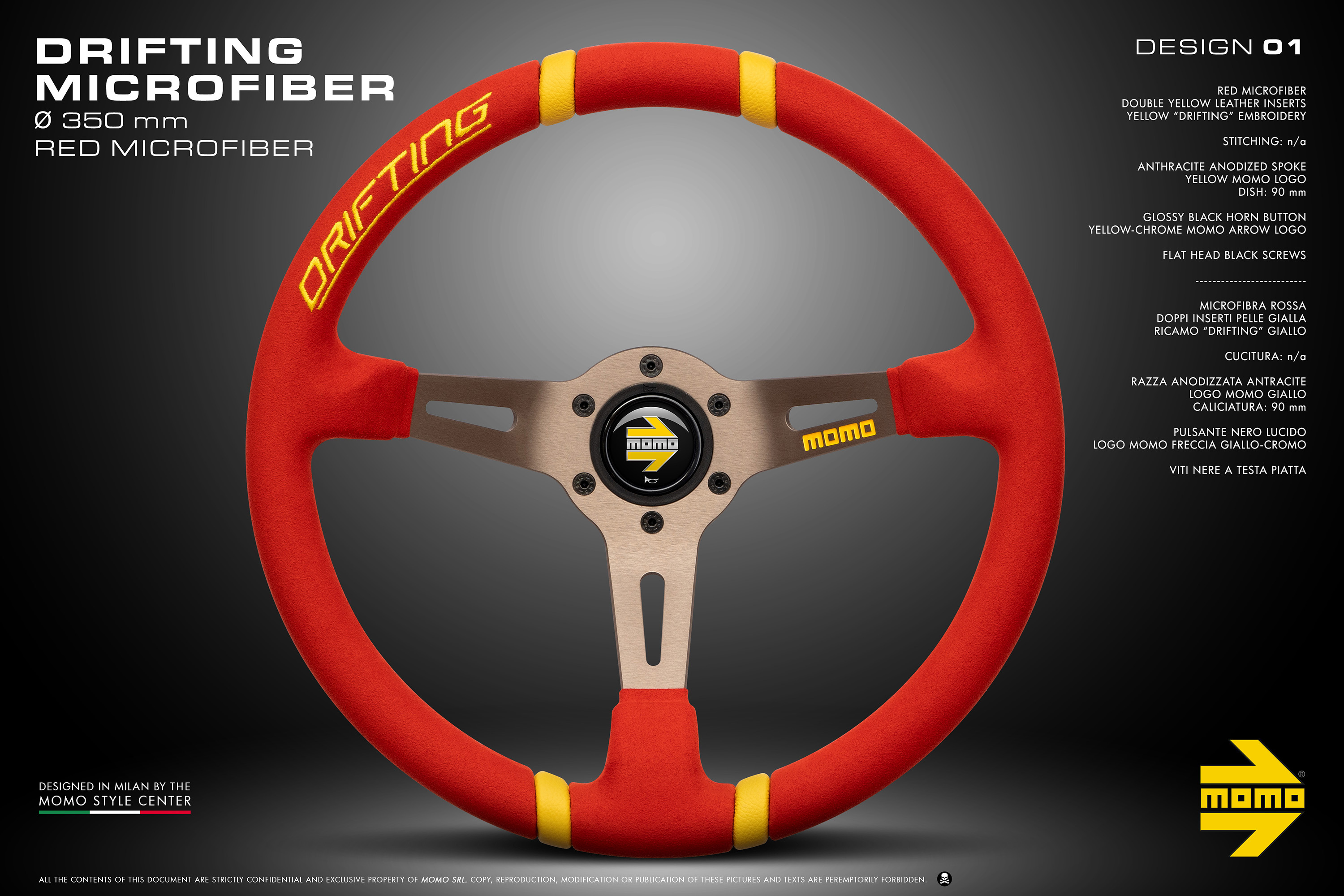 MOMO Germany - MOMO steering wheel DRITFING 350 microfiber in red