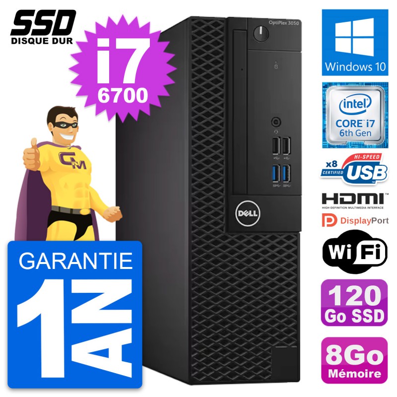 PC Dell OptiPlex 3050 SFF Core i7-6700 RAM 8Go SSD 120Go HDMI