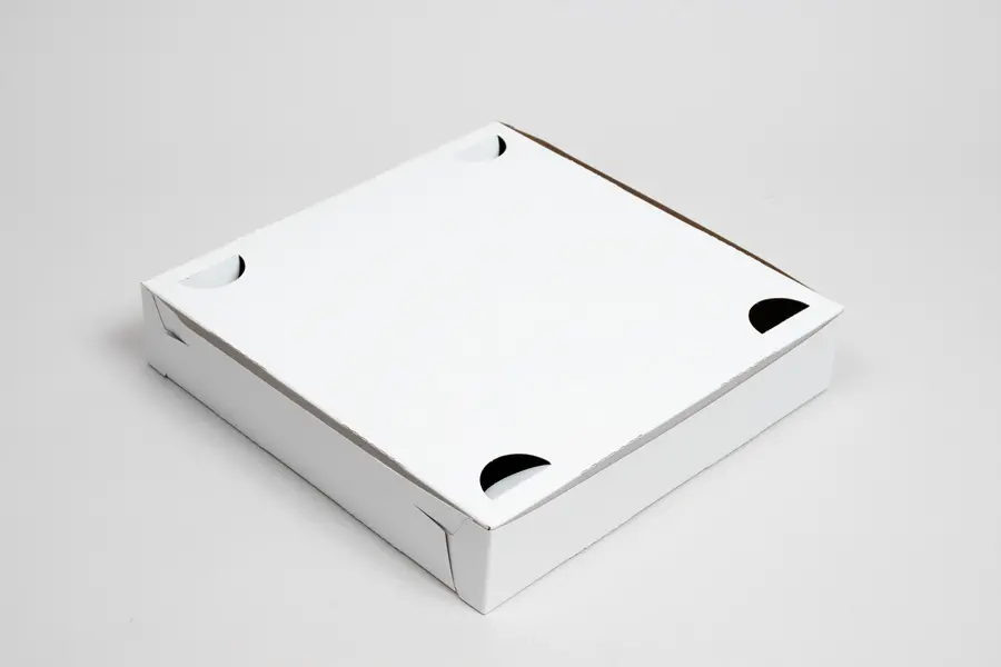 9 x 9 x 1-1/2 WHITE LOCK-CORNER PIZZA BOX
