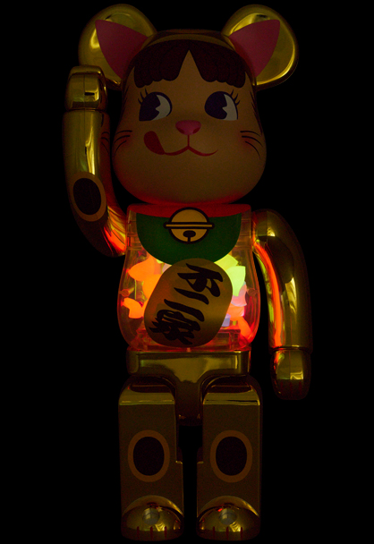 MEDICOM TOY - BE@RBRICK 招き猫 ペコちゃん 金メッキ 蓄光ミルキー