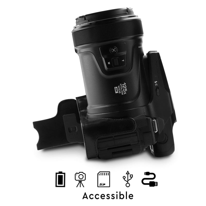 MegaGear Nikon Coolpix P1000 Ever Ready Leather Camera Half Case