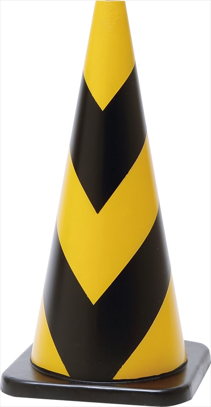 ラバーコーン700 黄/黒 無反射 ゴム製 360mm×360mm×H700mm 三角コーン